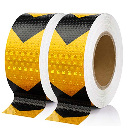 SEVEN SPARTA Arrow Reflective Tape for Trailers, Black/Yellow, 2in x 100ft - color: Black and Yellow