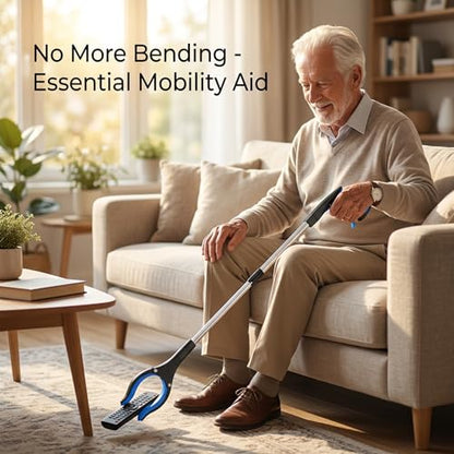 Grabber Reacher Tool - Foldable Gripper and Reaching Tool - Heavy Duty Pick Up Stick Grabbers for Seniors, Trash, Surgery Recovery Must Haves Gifts, 32” Picker Upper Grabber (Blue) - color: Blue