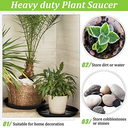 Eccliy 12 Pcs Plastic Plant Saucers Tray, Black, 18 Inch, Round - color: Black, size: 18 Inch, style: Round