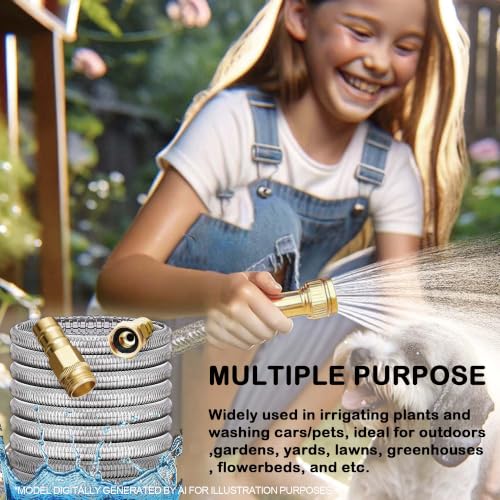150FT Stainless Steel Garden Hose, 3/4 GHT Male to Female - size: 150FT