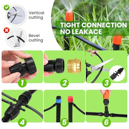 240FT Drip Irrigation System with 1/2'' 1/4'' Tubing Hose