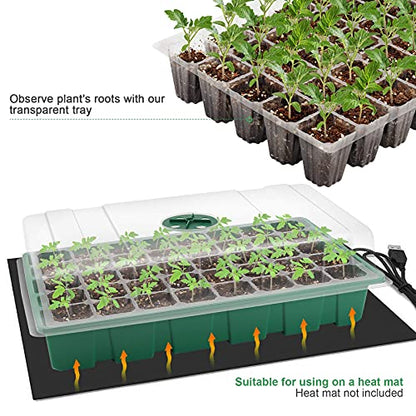MIXC 10Pack Seed Starter Tray, 400Cell Mini Propagator Greenhouse Grow Kit - color: Green, size: 40-Cell 10-Pack