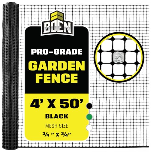 Plastic Garden Fence 4'x50' Black, Mesh Roll for Dog Deer Rabbit Barrier - color: Black, size: 4' x 50'