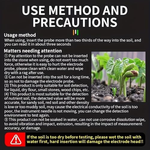 3-in-1 Soil Test Kit, Soil Moisture Meter/Soil ph Meter/Fertility Soil Tester, Soil Hygrometer for Garden, Farm, Plant, Outdoor, Indoor, Lawn Care Moisture Meter for Hous Plants