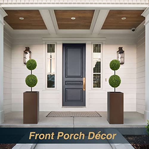 14Lx14Wx30H Rust-resistant Metallic Outdoor Indoor Tall Planter Set of 2 - color: Espresso