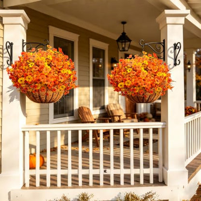 Grunyia 20 Bundles Artificial Outdoors Flowers (Yellow Orange) - color: Yellow Orange
