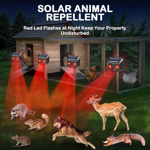 4 Pack Solar Nocturnal Animal Repeller, Predator Lights for Chicken Coop