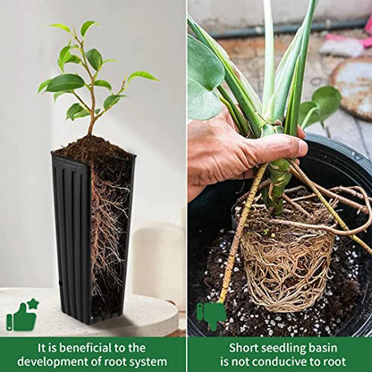 20 Pcs Plastic Deep Nursery Pots,9.8" Tall Tree Pots, - color: Square