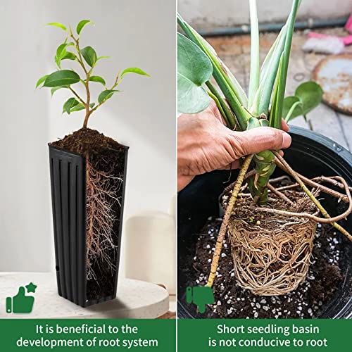 20 Pcs Plastic Deep Nursery Pots,9.8" Tall Tree Pots, - color: Square
