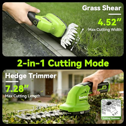 2 in 1 Hedge Trimmer Cordless, 7.2V Electric Bush Trimmer Mini Hedge Shears