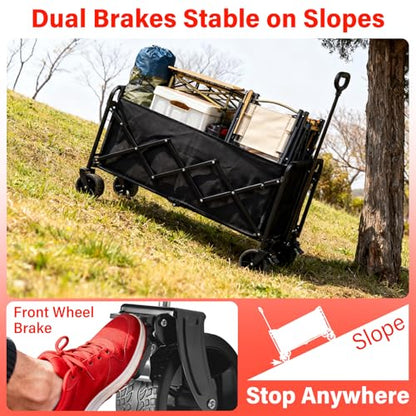 Collapsible Wagons Carts Foldable, 500LBS Heavy Duty Wagon Cart Foldable - color: Red