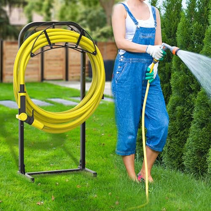 Suchek Garden Hose Holder, Upgraded 4 Spikes Water Hose Holder, Heavy Duty Hose Stand Holds 150ft Hose, Freestanding Hose Hanger, Hose Storage Organizer for Outside Yard Lawn (Black) - style: 4 Spikes-Black