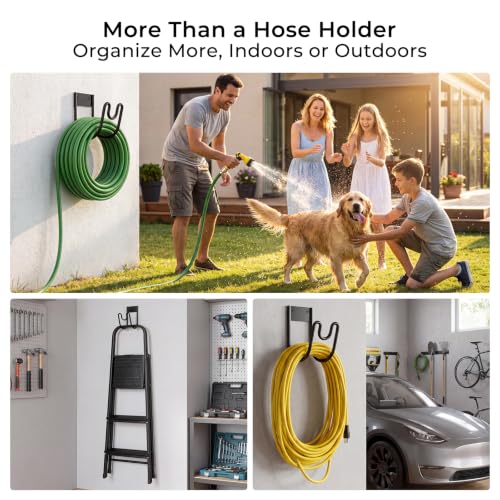 TomCare 2 Pack Garden Hose Holder Wall Mount, Water Hose Hanger for 100FT