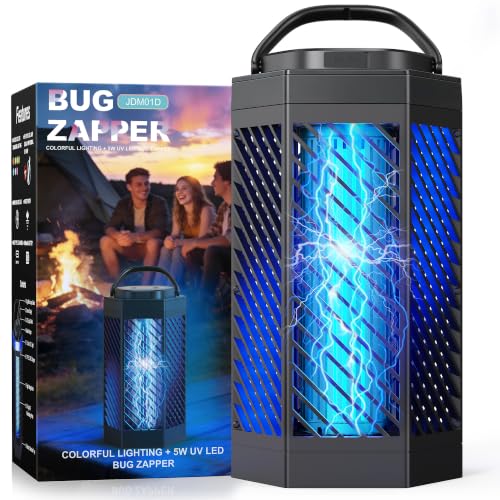 Bug Zapper Outdoor Indoor, 2 in 1 Rechargeable Mosquito Zapper with 8000mAh Battery and LED Light, USB Charging Electric Fly Zapper, Portable Fly Trap Mosquito Killer for Patio Backyard, Garden