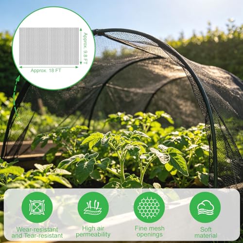 Patio Mosquito Netting, Black 9.8FT×18FT Garden Mesh Netting,Garden Mosquito Net for Plants,Fruits and Vegetables to Repel Flies,Insects & Birds,Mosquito Mesh Screen for Outdoor,Patio,Balcony,Terrace - size: 9.8FT×18FT