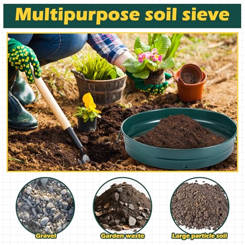 Funnymoom Large Soil Sifter for Gardening with 5 Pcs Compost Screen, Green - color: Green