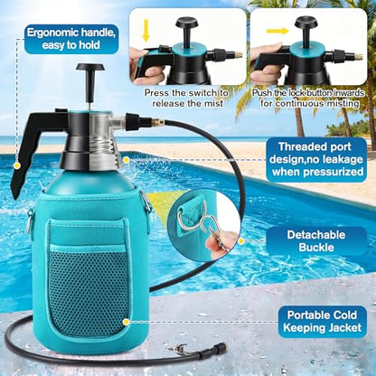 Personal Mister, 2 in 1 Water Spray Bottle with 3.3ft Mist Line, Blue, 2L - color: Blue, size: 2L