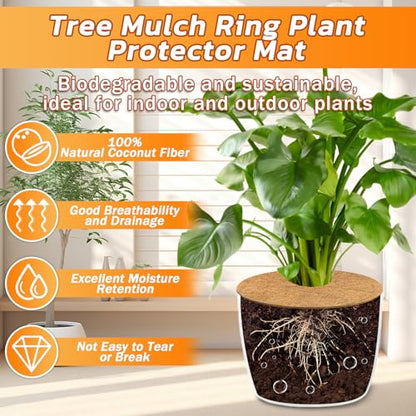 Legigo 4 Pack Coconut Fiber Mulch Ring Tree Plant Protector Mat, 24 Inch - color: 4 Pack, size: 24 Inch