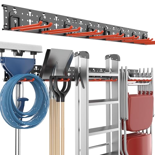 EVERHANGER Garage Tool Storage Organizer, Wall Mount Garden Tool Rack - size: 8Hooks
