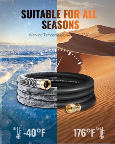 15FT x 5/8" Rubber Garden Hose, Heavy Duty 15 Foot Water Hose - color: Black, size: 15FT 5/8