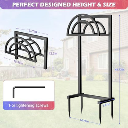 OLV Hose Holder Holds 150-ft Water Pipe, Outdoor Freestanding Heavy Duty Water Hose Holder Reel with 4 Spikes, Detachable Metal Hose Storage Stand Hanger Rack for Outside Yard Lawn Farm, Black - color: Black