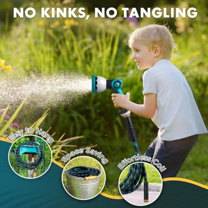 Garden Hose 75FT, Lightweight Water Hose for Lawn,Gardening - color: BLACK+BLUE, size: 75FT