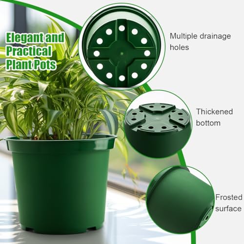 RooTrimmer 3 Gallon Plastic Nursery Pots, 10 Inch Round Plant Pots with Drainage Holes, 10 Pack Planting Pot for Outdoor Indoor Plants, Gardening Gifts for Women, Green - size: 3Gallon-10P-Green