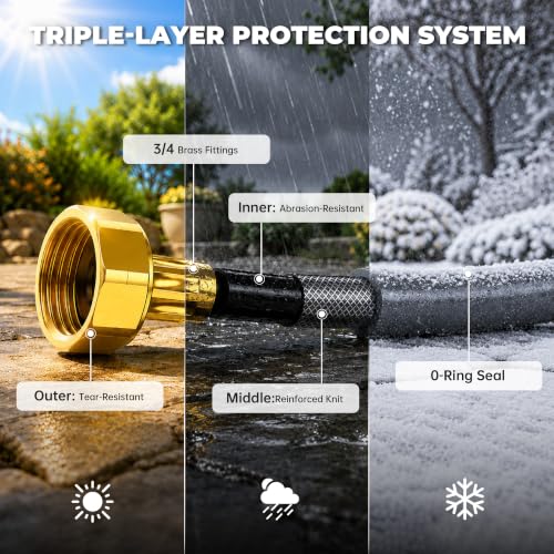 5/8" 110FT Retractable Garden Hose Reel-Heavy Duty Automatic Wall Mounted Hose Reel with 2026 Upgraded UV Resistant, 3/4" Brass Fitting, 10 Pattern Nozzle, 180° Swivel&Any Length Lock Slow Retraction - size: 110FT-5/8''