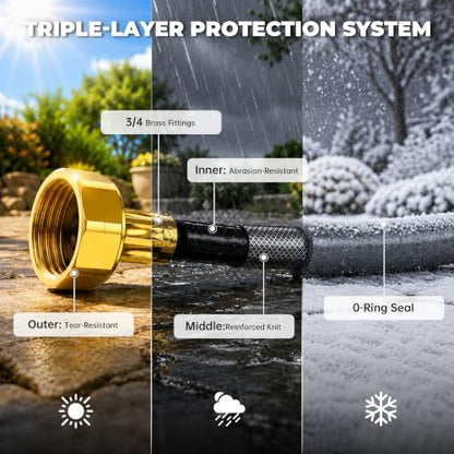 5/8" 110FT Retractable Garden Hose Reel-Heavy Duty Automatic Wall Mounted Hose Reel with 2026 Upgraded UV Resistant, 3/4" Brass Fitting, 10 Pattern Nozzle, 180° Swivel&Any Length Lock Slow Retraction - size: 110FT-5/8''