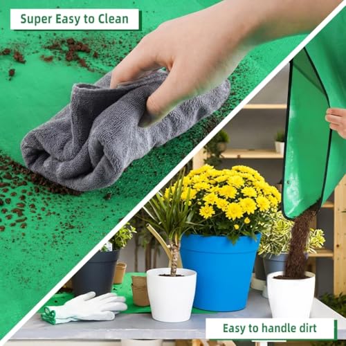 30"x30" Green Thickened Repotting Mat for Plant Transplanting, Waterproof Tray for Potting Soil Mess Control, Portable Gardening Mat, Best Gift for Gardeners