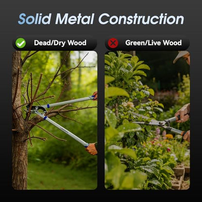 Loppers for Tree Trimming with Compound Action, 30 Inch Tree Trimmer, Thick Branch Cutter with ⌀ 2 Inch Cutting Capacity, Chops Thick Branches with Ease
