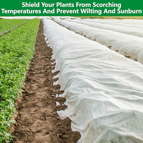 DECOHS 50 x 10 Ft Plant Sun Protection Cloth, Garden Plant Shade Cloth, Non-Woven White Light Refraction Sunshade Fabric for Protecting Plants Vegetable Rows from Direct Sunlight - color: 10 x 50 Ft-1pcs