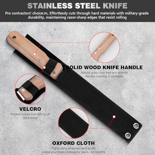 Stainless Steel Garden Knife: 7.87-inch sharp blade, Double Side Utility Sod Cutter Lawn Repair Garden Knife with Nylon Sheath - color: Short Wood