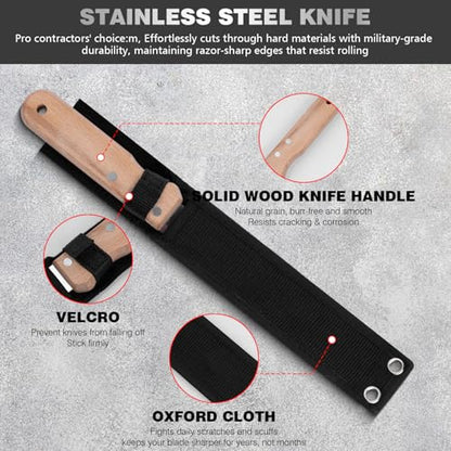 Stainless Steel Garden Knife: 7.87-inch sharp blade, Double Side Utility Sod Cutter Lawn Repair Garden Knife with Nylon Sheath - color: Short Wood