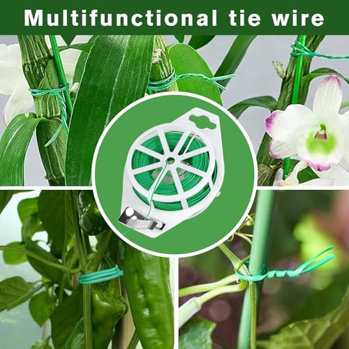 328FT Garden Twist Tie Wire with Cutter, Rustproof for Plants & Home Use - size: 328