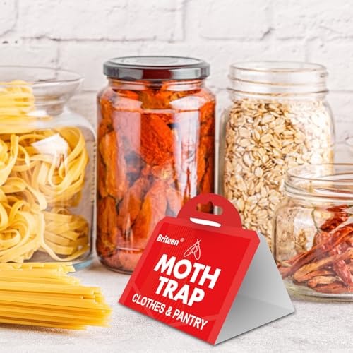 Pantry Moth Traps 10-Pack Safe and Effective for Food and Clothing- Glue Traps with Pheromones for Wool Closet Carpet Food and Cupboard K10 - color: Red