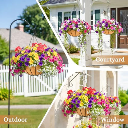 4 Pack 8 Inch Hanging Baskets for Plants Outdoor Metal Hanging Planter Basket with Coco Coir Liner Hanging Flower Baskets Hangings Flower Pots Holder for Garden, Patio(Watermelon) - size: 8 Inch, style: Garden