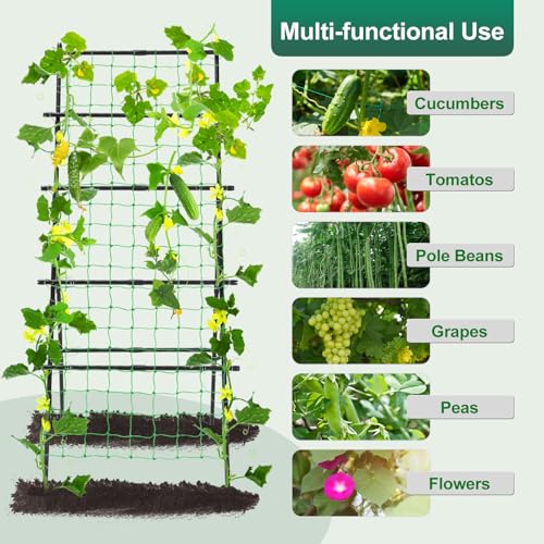 Cucumber Trellis A Frame Garden Trellis 31 x 26 x 75 in - size: 74.8 x 30.71 x 30.71 in, A-Frame, Black