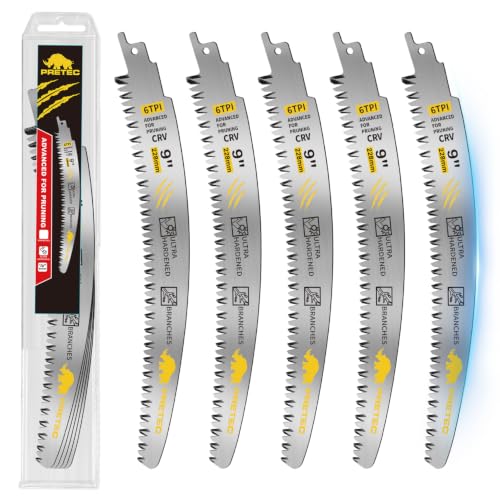 9-Inch Arc Edge Reciprocating Saw Blades, 6TPI for Wood Pruning, 5 Pack - size: 9 INCH