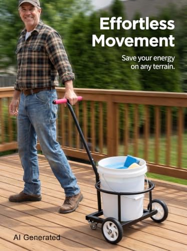 Heavy Duty 4-Wheel Bucket Cart, Carbon Steel Utility Truck with Lockable Wheels, Effortless Mover for Water Bottles, Buckets, Gas Cylinders & Flower Pots, for Home, Garden & Work
