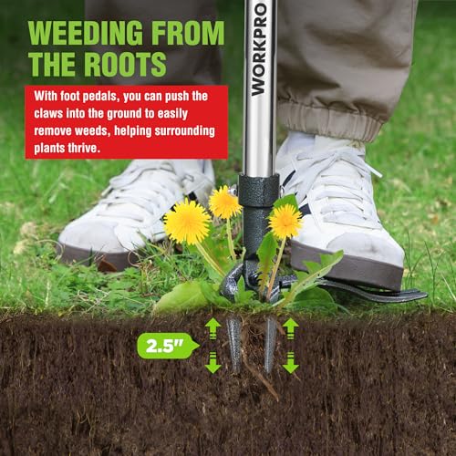 WORKPRO Weed Puller Tool with Long Adjustable Handle (33", 46")