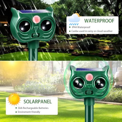 Cat Repellent Outdoor 4 Pack Solar Ultrasonic Animal Repeller for Deer