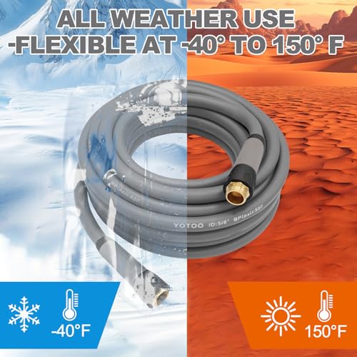 YOTOO Heavy Duty Hybrid Garden Lead in Water Hose 5/8-Inch by 3-Feet 150 PSI, Kink Resistant, All-Weather Flexible with Swivel Grip Handle and 3/4" GHT Solid Brass Fittings, Gray - color: Gray, size: 1.28-Feet