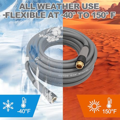 YOTOO Heavy Duty Hybrid Garden Lead in Water Hose 5/8-Inch by 3-Feet 150 PSI, Kink Resistant, All-Weather Flexible with Swivel Grip Handle and 3/4" GHT Solid Brass Fittings, Gray - color: Gray, size: 1.28-Feet