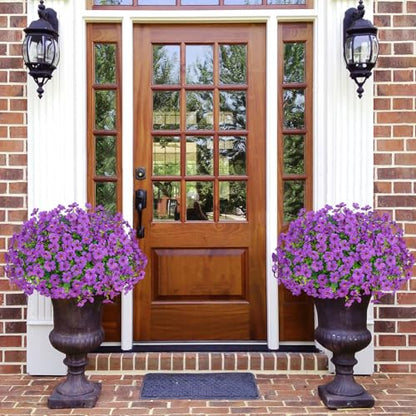 20 Bundles Artificial Flowers for Outdoors Fake Plants, Purple - color: Purple