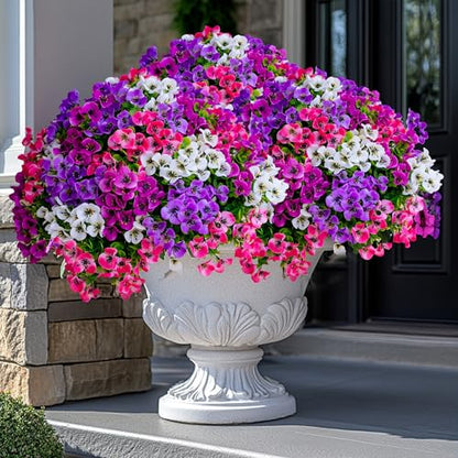 AXYLEX Artificial Pansies Outdoor, 16 Bundles Fake Plants (Multi 4) - color: 16 Pcs - Red Pink+purple+white+magenta