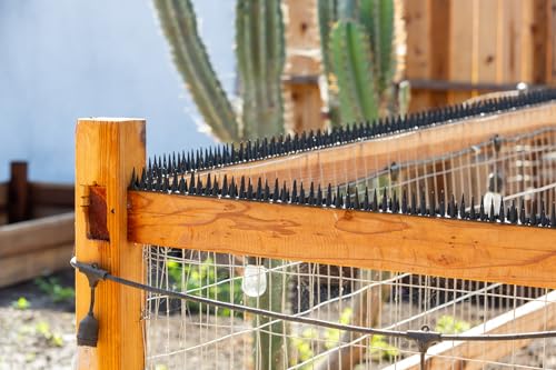 BUGGOFF - Bird & Rodent Spikes, Unique Spike Pattern effecitviely deteres Pesky Pigeons, Squirrels, Raccoons. Installs on Fences, Gates, Roofs, Walls and More! (13 Feet, White Plastic) - color: White Plastic