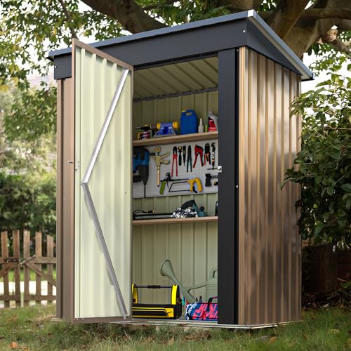 Devoko 5x3 FT Outdoor Storage Shed, Brown - color: Brown, size: 5x3 FT