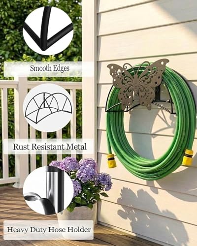 Butterfly Garden Hose Holder Wall Mount Heavy Duty Hose Hanger 125'5/8" - color: Butterfly Sculpture