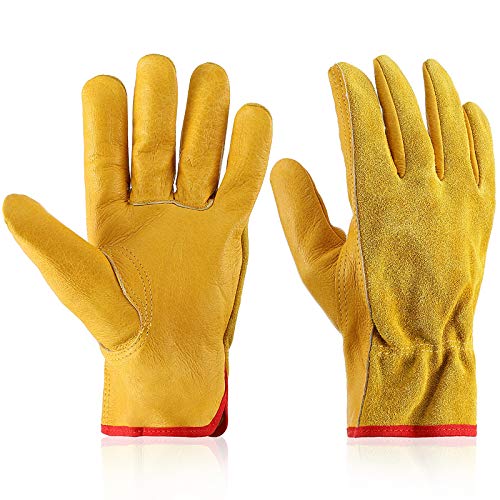 Patelai Garden Gloves Leather Gardening Gloves Thorn and Cutting Proof Work Garden Gloves (Small) - size: Small (Pack of 1)